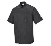 Portwest Cumbria Chefs Short Sleeve Jacket Black XL