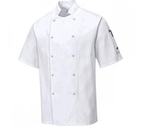Portwest C733 Cumbria Chef Jacket - Lightweight Short Sleeve Comfort Workwear White, X-Large