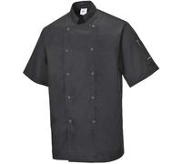 Portwest Cumbria Chefs Short Sleeve Jacket Black XS
