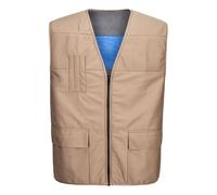 Portwest CV28 Cooling Vest Lightweight Breathable Workwear Quick Activation Reusable Eight Hour Cooling Mesh Fabric Three Pocket Functional Design, Khaki, L/XL