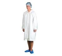 Portwest D118 Disposable Visitors Coat PP (PK200) Machine Washable | White, 2X Large, Loose Fit, Polyester, Snap Front Opening, Sleeveless, Industrial