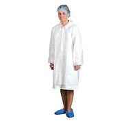 Portwest D118 Disposable Visitors Coat PP (PK200) Machine Washable | White, X Large, Regular Fit, Polyester, Snap Front Opening, Sleeveless, Industrial