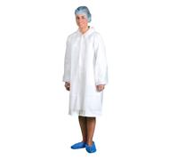 Portwest D118 Disposable Visitors Coat PP (PK200) Machine Washable | White, X Large, Regular Fit, Polyester, Snap Front Opening, Sleeveless, Industrial