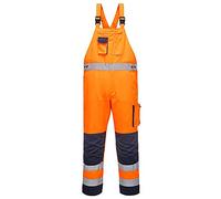 Portwest Dijon Hi-Vis Bib and Brace, Size: M, Colour: Orange/Navy, TX52ONRM