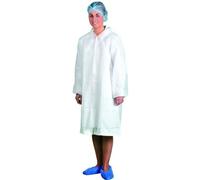 Portwest D118 Disposable Visitors Coat PP (PK200) Machine Washable | White, Large, Loose Fit, Polyester, Snap Front Opening, Sleeveless, Industrial