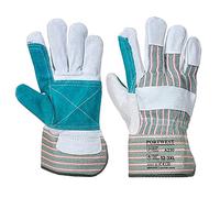 Portwest Double Palm Rigger Glove, Color: Chrome/Green, Size: XL, A210GRRXL