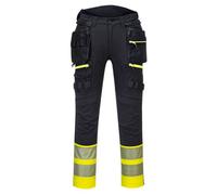 Portwest DX4 Hi Vis Detachable Holster Pocket Class 1 Trousers Yellow / Black 41" 31"