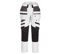 Portwest DX440 Lightweight Detachable Holster Work Trousers Mens Multi Pockets Stretch Safety Workwear Cargo Combat Pants with Free Knee Pads White/Grey, 46