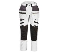 Portwest DX440 Lightweight Detachable Holster Work Trousers Mens Multi Pockets Stretch Safety Workwear Cargo Combat Pants with Free Knee Pads White/Grey, 32