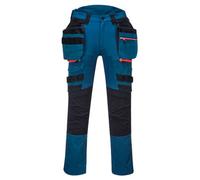 Portwest DX440 Lightweight Detachable Holster Work Trousers Mens Multi Pockets Stretch Safety Workwear Cargo Combat Pants with Free Knee Pads Metro Blue, 41