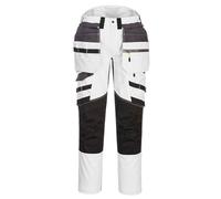 Portwest DX440 Lightweight Detachable Holster Work Trousers Mens Multi Pockets Stretch Safety Workwear Cargo Combat Pants with Free Knee Pads White/Grey, 40