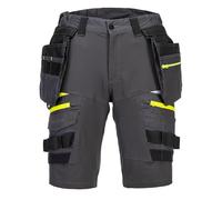 Portwest Work Shorts DX444 DX4 – Men's Detachable Holster Pocket, Stretch – Metal Grey 33
