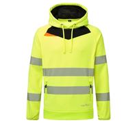 Portwest DX4 DX483 Hi-Vis Overhead Hoodie | Segmented Reflective Tape, Bonded Fleece, UPF 40, Adjustable Hood, Secure Zip Pockets, Quarter Zip