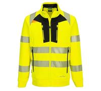 Portwest DX4 DX484 Hi-Vis Full Zip Hoodie | Segmented Reflective Tape, Bonded Fleece, UPF 40, Adjustable Hood, Four Pockets, Rail Compliant