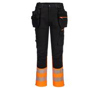 Portwest DX4 Hi-Vis Class 1 Detachable Holster Pocket Craft Trousers Orange/Blac
