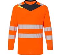 Portwest DX4 Hi-Vis T-Shirt Long Sleeve, Orange/Black, Medium, Regular