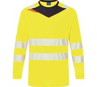 Portwest DX4 Hi-Vis T-Shirt Long Sleeve, Yellow/Black, Small, Regular