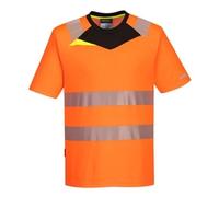 Portwest DX4 DX413 EzeeCool Hi-Vis Short Sleeve T-Shirt Reflective Black | Orange/Black, X Large, EN ISO 20471 Class 2, RIS 3279 TOM Issue 2 Rail, UPF 40+, CE and UKCA Marked, Hi Vis Tape, Polyester