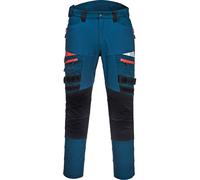 Portwest DX449 Mens Slim Fit Work Trousers - Durable Construction Work Hi Vis Cargo Trousers with Stretch Fabric and Knee Pad Pockets Metro Blue, 36