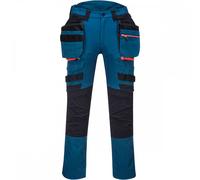 Portwest DX440 Lightweight Detachable Holster Work Trousers Mens Multi Pockets Stretch Safety Workwear Cargo Combat Pants with Free Knee Pads Metro Blue, 34