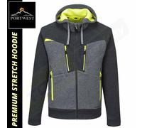 Portwest DX472 DX4 Zipped Lightweight Work Hoodie with Pockets - Reflective Breathable Stretch Workwear, Metal Grey, M