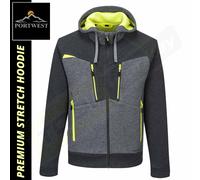 Portwest DX472 DX4 Zipped Lightweight Work Hoodie with Pockets - Reflective Breathable Stretch Workwear, Metal Grey, XXL