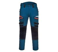 Portwest DX449 Mens Slim Fit Work Trousers - Durable Construction Work Hi Vis Cargo Trousers with Stretch Fabric and Knee Pad Pockets Metro Blue, 40