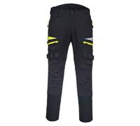 Portwest DX449 Mens Slim Fit Work Trousers - Durable Construction Work Hi Vis Cargo Trousers with Stretch Fabric and Knee Pad Pockets Black, 48