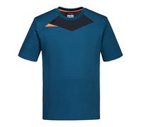Portwest DX411 DX4 T-Shirt Short Sleeve Moisture Wicking Machine Washable | Metro Blue, Small, Regular Fit, Polyester, Breathable Mesh, 40+ UP Fabric, Ribbed Collar, Radio Loop, Corporate