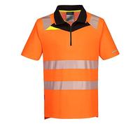 Portwest DX412 DX4 Hi-Vis Zip Polo Shirt Short Sleeve Radio Loop Reflective