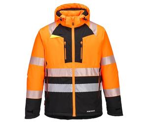 Portwest DX430 DX4 Hi-Vis Winter Jacket Long Sleeve Padded Insulated Hooded | Yellow/Black, 3X Large, EN ISO 20471 Class 2, EN 343 Class 4:1, EN 342, Internal Chest Pocket, Insulatex Pro Lining