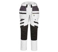 Portwest DX440 Lightweight Detachable Holster Work Trousers Mens Multi Pockets Stretch Safety Workwear Cargo Combat Pants with Free Knee Pads White/Grey, 44