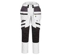 Portwest DX440 Lightweight Detachable Holster Work Trousers Mens Multi Pockets Stretch Safety Workwear Cargo Combat Pants with Free Knee Pads White/Grey, 38