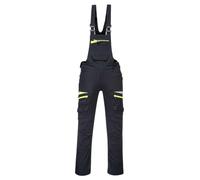 Portwest DX441 DX4 Work Bib and Brace 2 Side Zip Pockets Machine Washable | Black, Small, EN 14404, UPF 40+, Slim Fit, 93% Polyester, 4-Way Stretch Fabric, Reinforced Panels, Secure Storage, Workwear