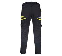 Portwest DX449 Mens Slim Fit Work Trousers - Durable Construction Work Hi Vis Cargo Trousers with Stretch Fabric and Knee Pad Pockets Black, 36