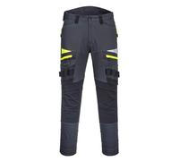Portwest DX449 Mens Slim Fit Work Trousers - Durable Construction Work Hi Vis Cargo Trousers with Stretch Fabric and Knee Pad Pockets Metal Grey, 32