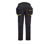 Portwest DX450 Lightweight Detachable Holster Work Trousers Mens Softshell Multi Pockets Stretch Safety Workwear Cargo Combat Pants Black, 36