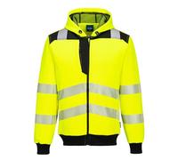 Portwest DX467 DX4 1/4 Zip Hoodie Work Safety Outerwear Four Way Stretch Polyester Viscose Elastane Blend 330g Moisture Wicking Ergonomic Fit Secure Zip Pockets Hooded Durable Design, Black, L