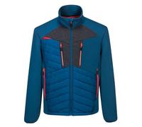 Portwest DX471 DX4 Hybrid Baffle Jacket Long Sleeve Padded Internal Pockets | Metro Blue, Large, Secure Fit, Curved Back Hem, Safe Storage, Elasticated Cuffs, Chin Guard, Drawcord Adjustable Hem