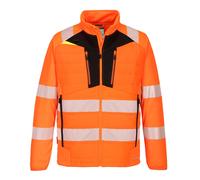 Portwest DX473 DX4 Hi-Vis Hybrid Baffle Jacket Durable Windproof - Orange Black