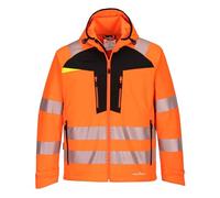 Portwest DX475 DX4 Hi-Vis Softshell (3L) Multi Pocket Waterproof Reflective | Orange/Black, Medium, EN ISO 20471 Class 3, RIS 3279-TOM, Stretch Ripstop, Pre-Bent Sleeves, Safe Storage, High Visibility