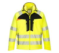 Portwest DX475 DX4 Hi-Vis Softshell (3L) Multi Pocket Waterproof Reflective | Yellow/Black, Large, EN ISO 20471 Class 3, RIS 3279-TOM, Regular Fit, Stretch Ripstop, Pre-Bent Sleeves, Secure Storage