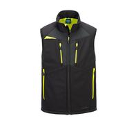 Portwest DX476 DX4 Softshell Work Bodywarmer 3 Layer RipShell Waterproof Breathable Stretch Fabric PFAS Free Multiple Secure Zip Pockets Adjustable Hem Reflective Piping, Black, Medium