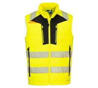 Portwest DX479 DX4 Hi Vis Hybrid Baffle Bodywarmer Gilet Insulated Water Resistant Ripstop Fabric Segmented Reflective Tape Multi Pocket Certified Safety Rail Compliant, XXXL, Yellow/Black