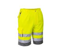 Portwest E043 Hi-Vis Contrast Work Shorts with Reflective Tape Yellow Size XXL