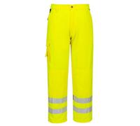 Portwest E046 Hi-Vis Work Trousers Texpel Stain Resistant Finish Reflective | Yellow, Small, EN ISO 20471 Class 1, UPF 50+, Regular Fit, Bartacked at All Stress Points, Easy Access Cargo Pockets, Durable