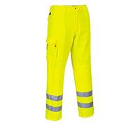 Portwest E046 Hi-Vis Work Trousers Texpel Stain Resistant Finish Reflective | Yellow, X Small, EN ISO 20471 Class 1, UPF 50+, Straight Fit, Bartacked at All Stress Points, Easy Access Cargo Pockets