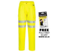 Portwest EC40 Eco Hi-Vis Work Trousers Yellow High Visibility Safety Workwear