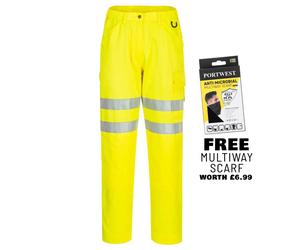 Portwest EC40 Eco Hi-Vis Work Trousers Yellow High Visibility Safety Workwear