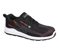 Portwest Eco Fly Composite Safety Trainers Black / Red Size 10.5